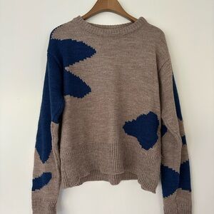 Diarte Tan and Blue Women's Sweater